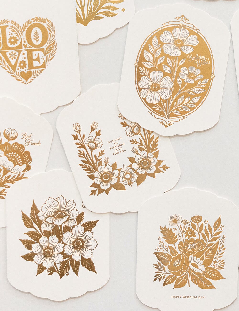 Bunches of Birthday Love for You Scallop Card Greeting Cards Bespoke Letterpress 