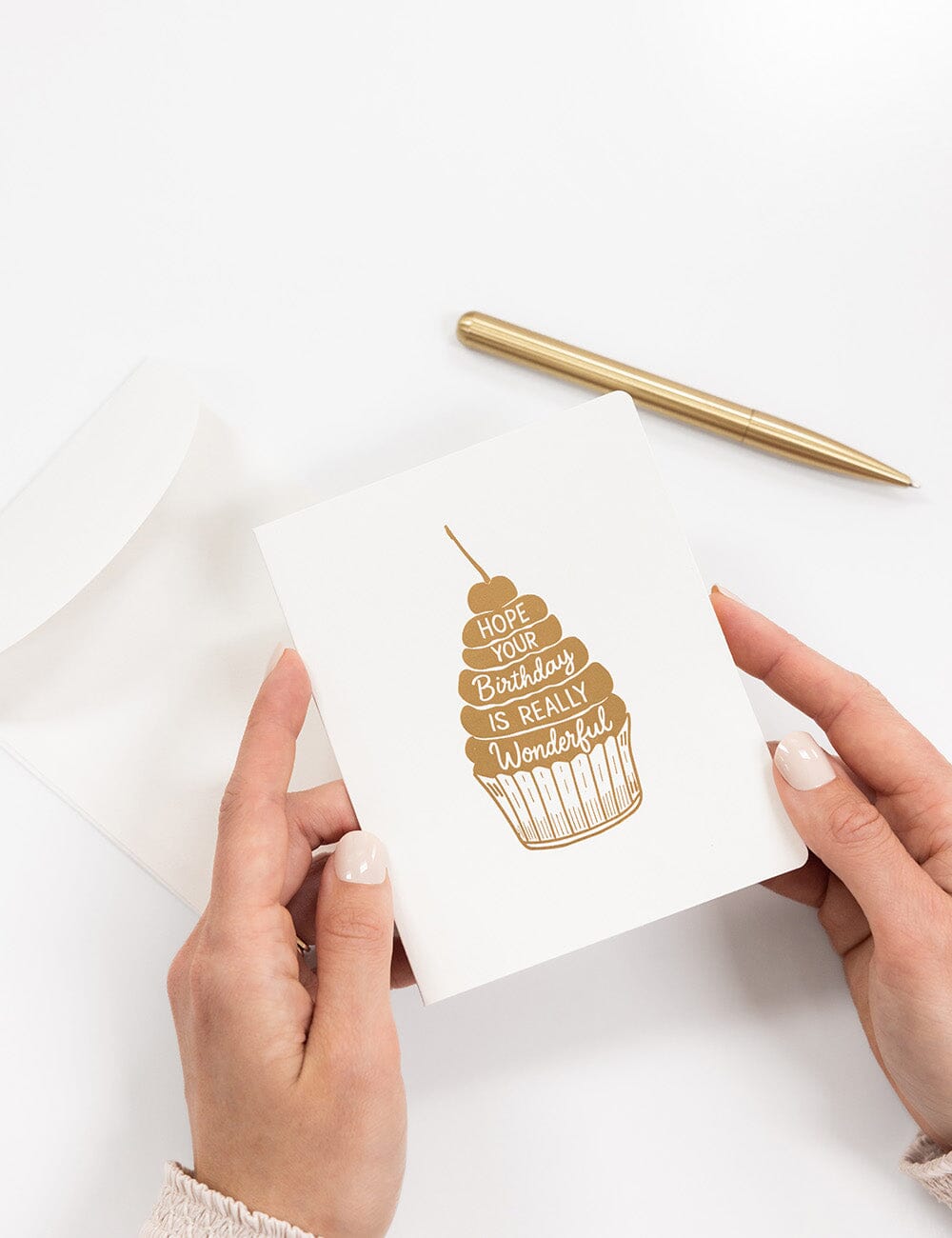 Hope you're Birthday is really Wonderful Greeting Card - Cupcake Greeting Cards Bespoke Letterpress 