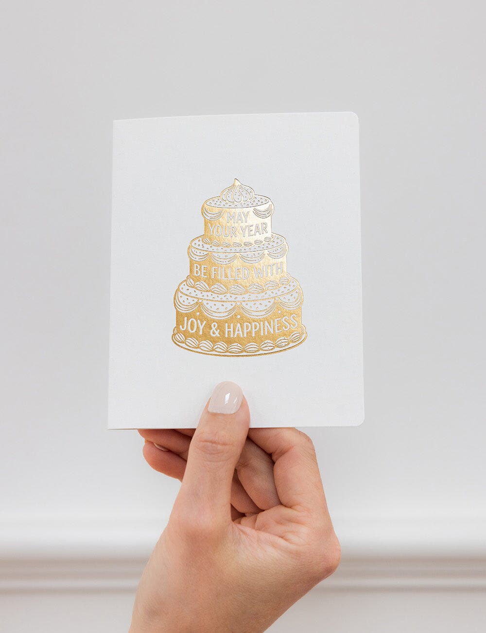 May your year be filled with Joy and Happiness Greeting Card - Cake Greeting Cards Bespoke Letterpress 