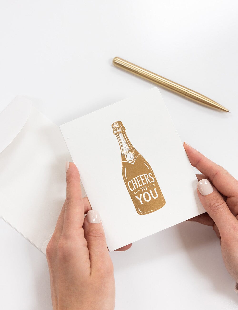 Cheers to you Greeting Card - Champagne Greeting Cards Bespoke Letterpress 