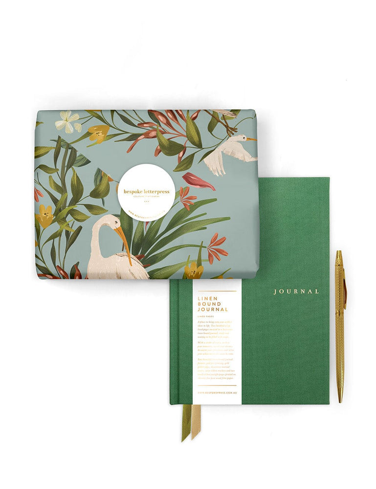 Gift Set - Linen Fern Green Journal - Prima Ballerina Journals Bespoke Letterpress 