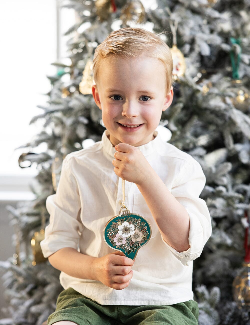 Fine Enamel Christmas Ornament - Green Bauble