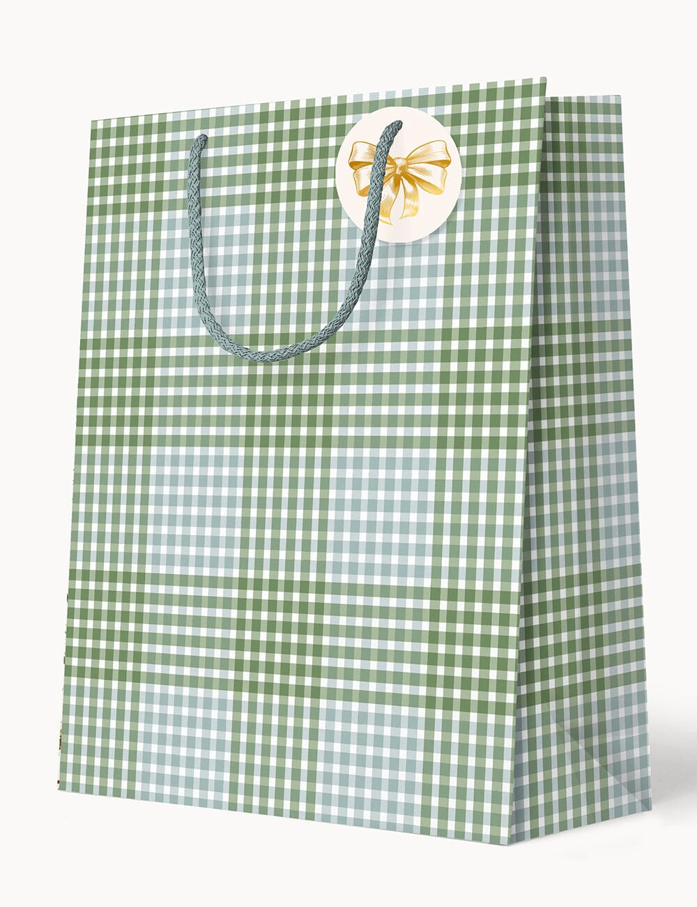 Large Gift Bag - Nordic Blue Check Gift Bag Bespoke Letterpress 