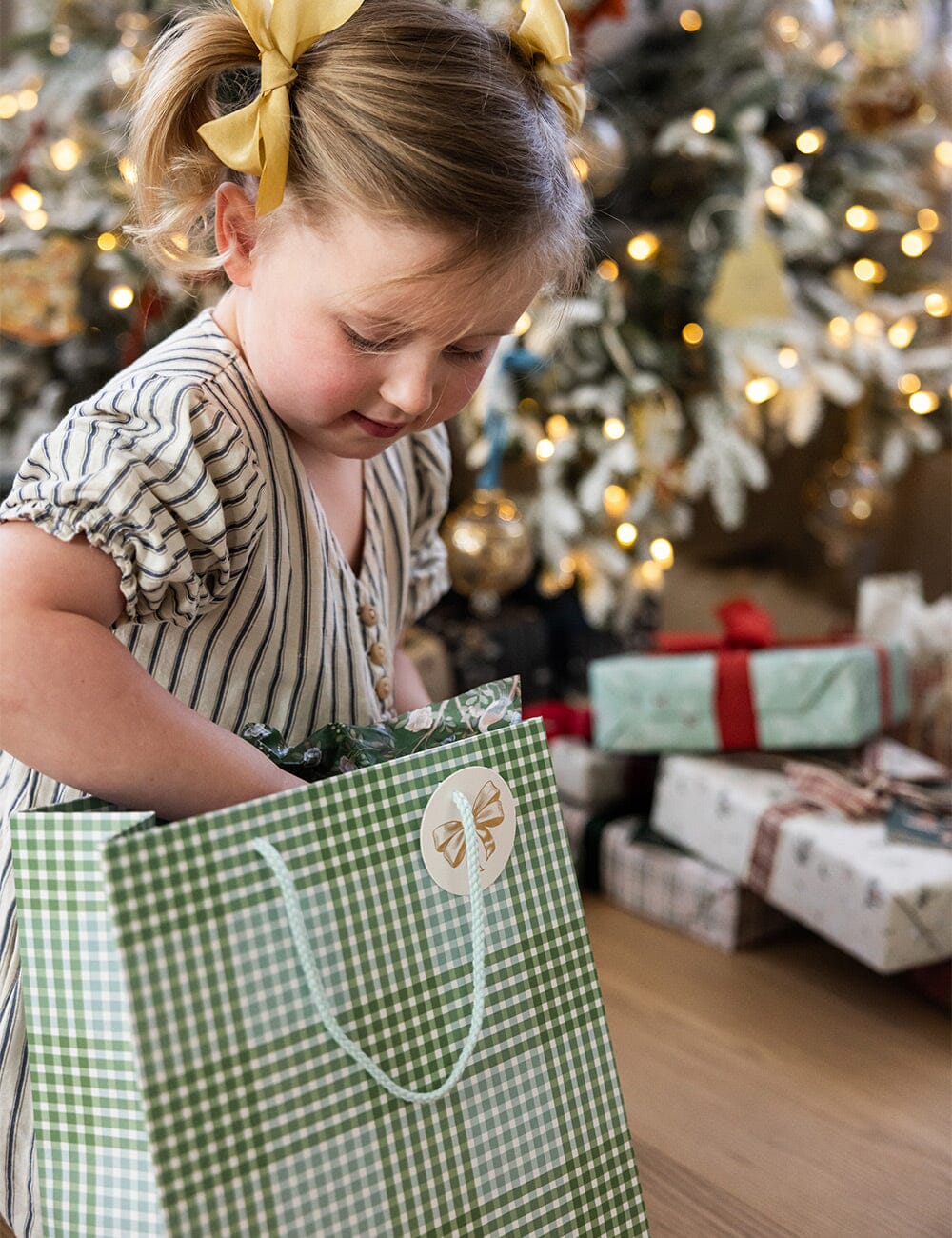 Large Gift Bag - Nordic Blue Check