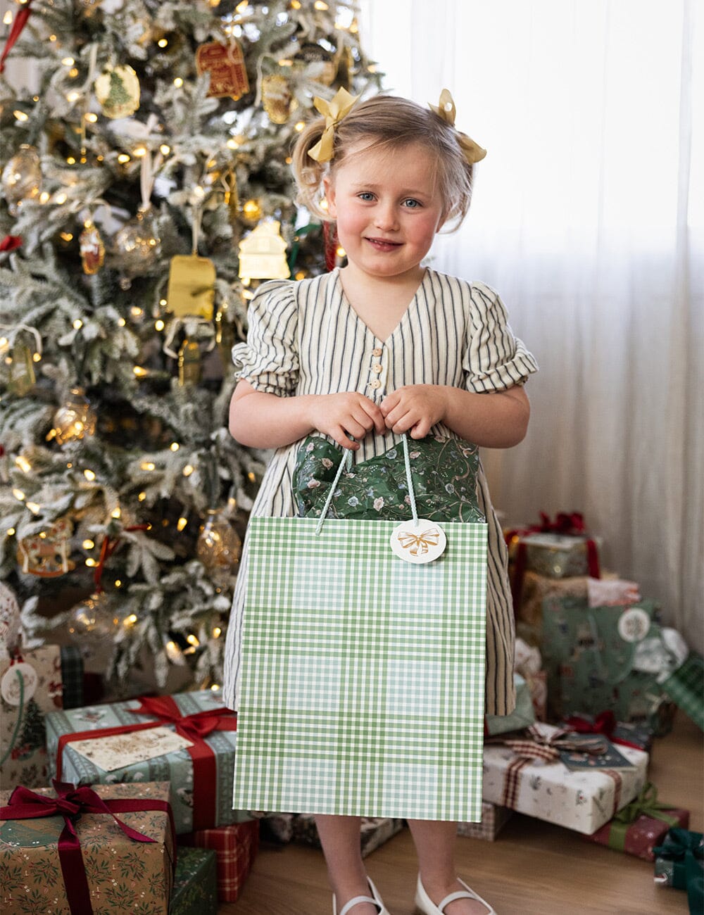 Large Gift Bag - Nordic Blue Check