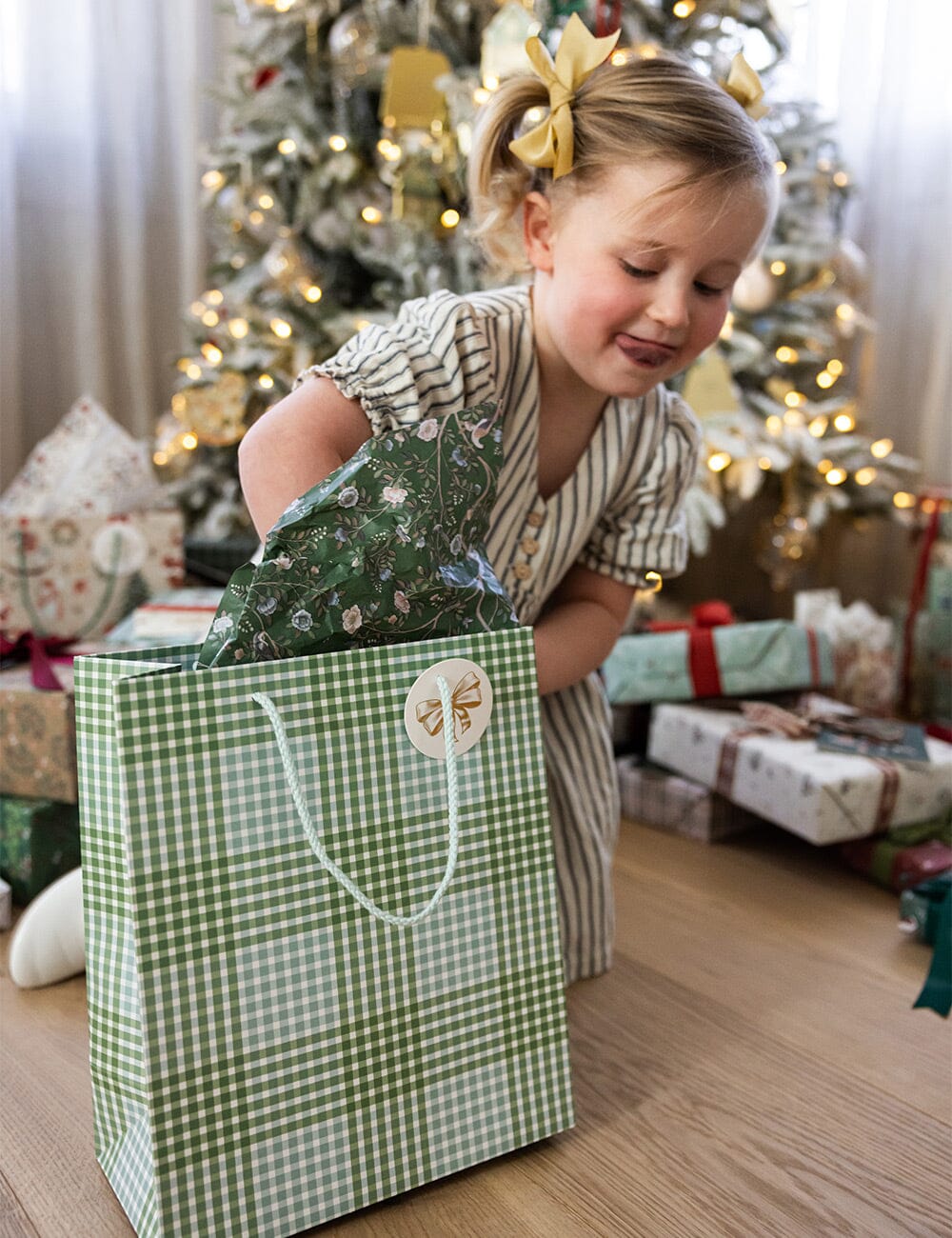 Large Gift Bag - Nordic Blue Check