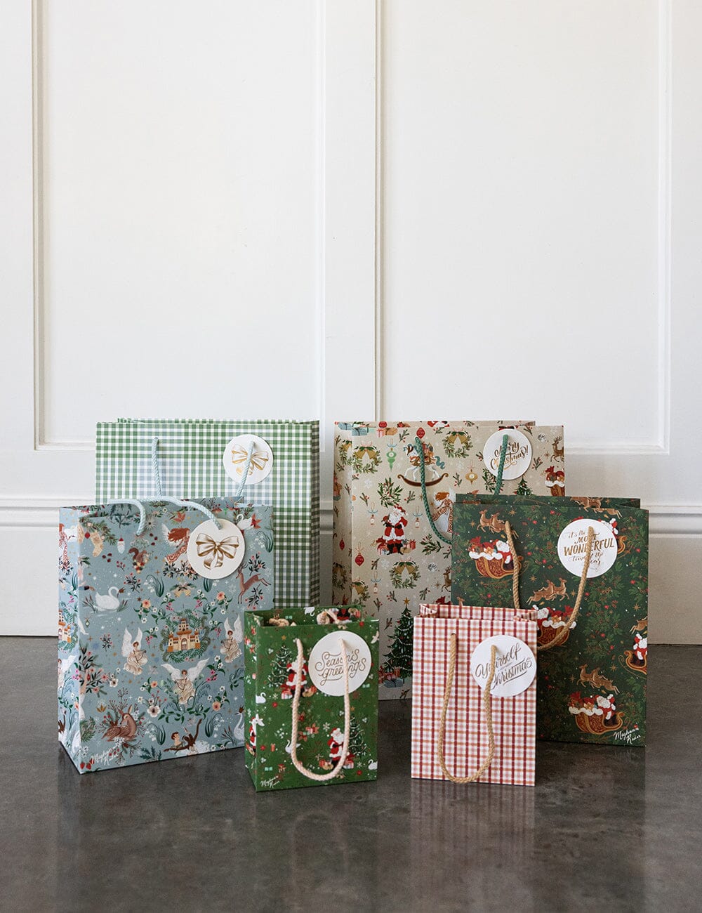 Large Gift Bag - Nordic Blue Check