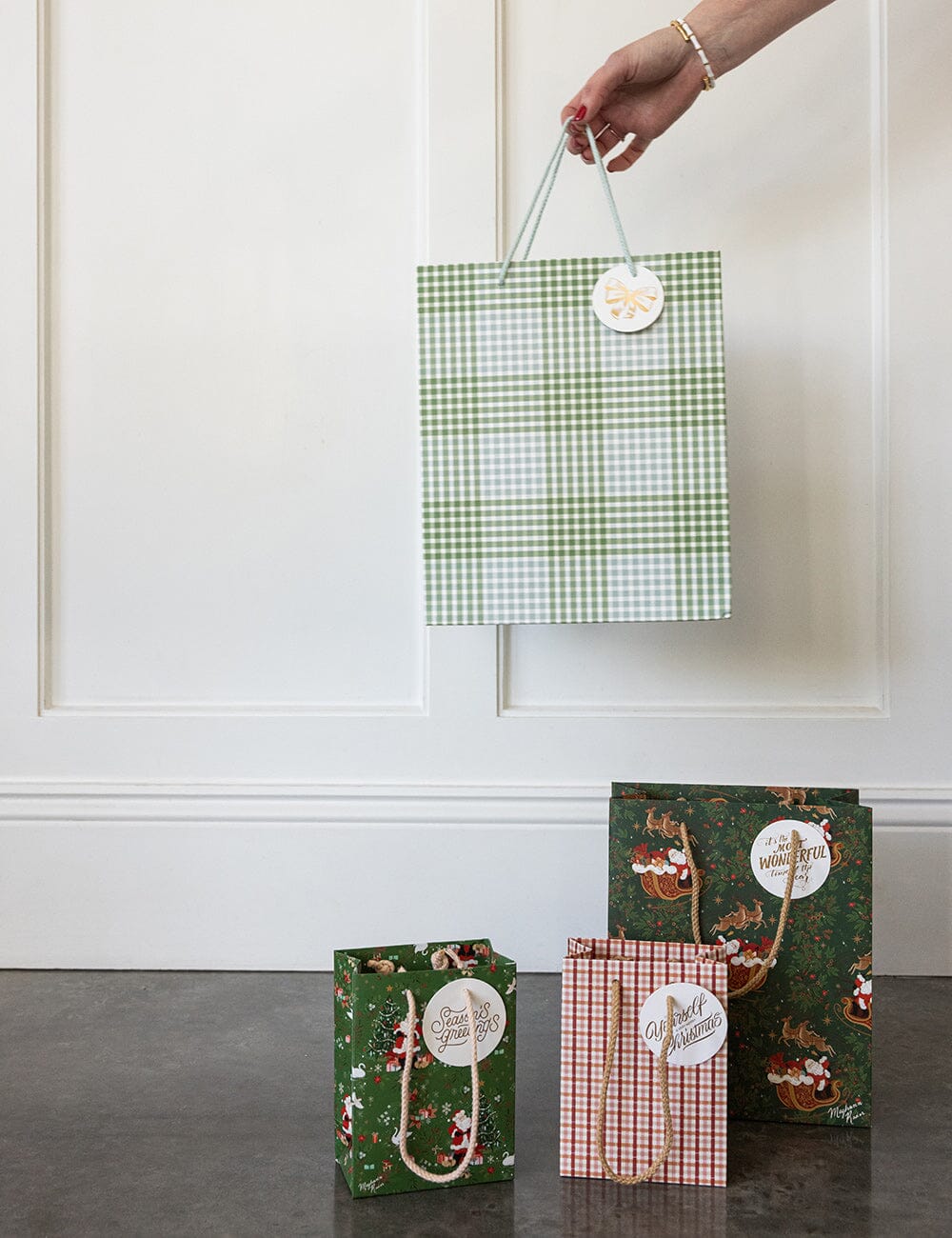 Large Gift Bag - Nordic Blue Check