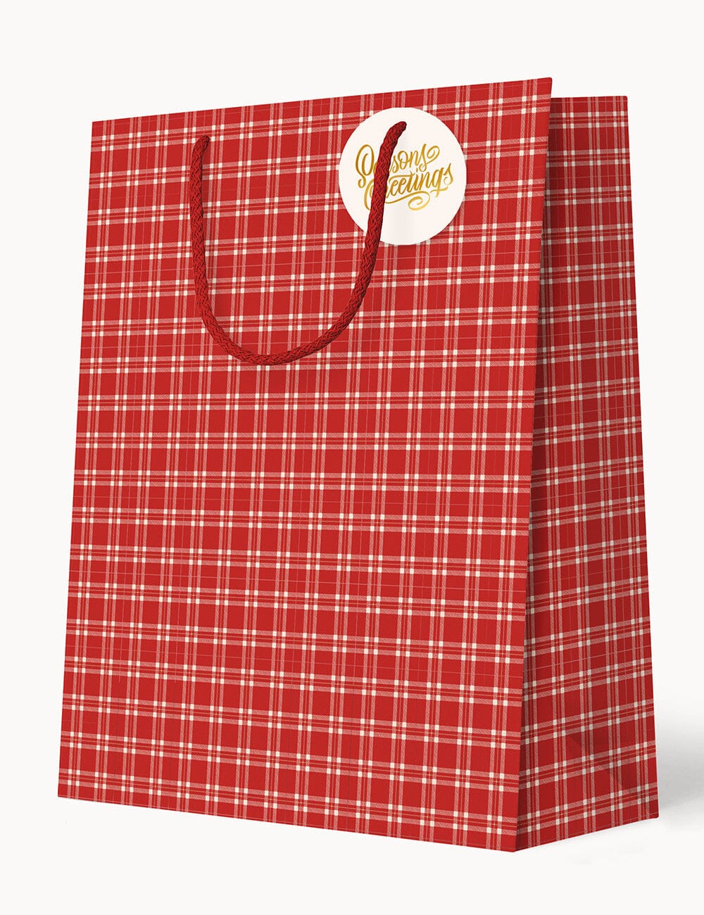 Large Gift Bag - Christmas Red Check Gift Bag Bespoke Letterpress 