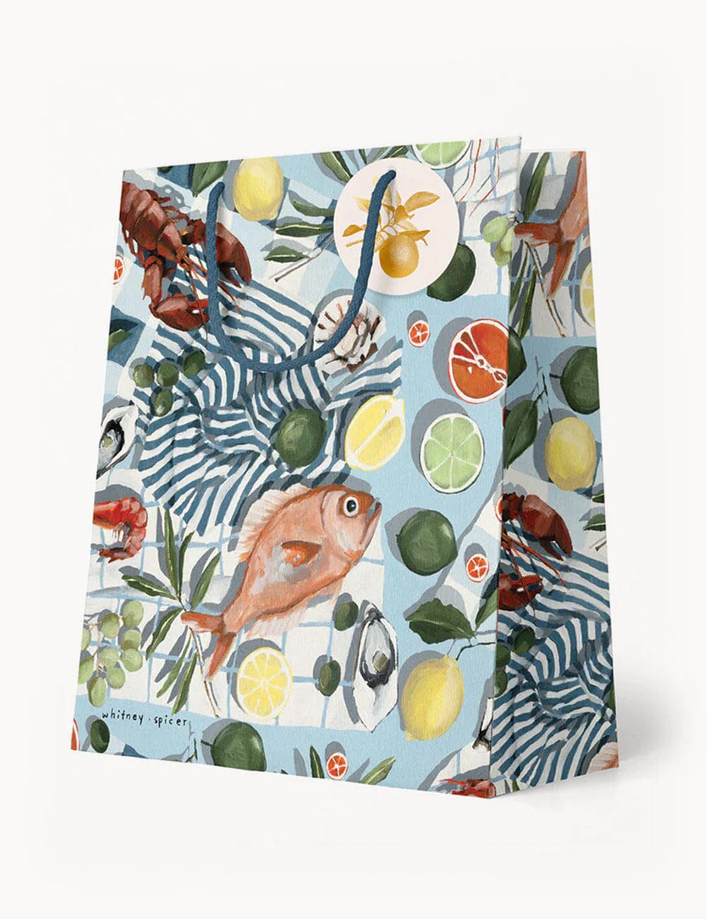 Medium Gift Bag -Fish and Citrus Bespoke Letterpress 