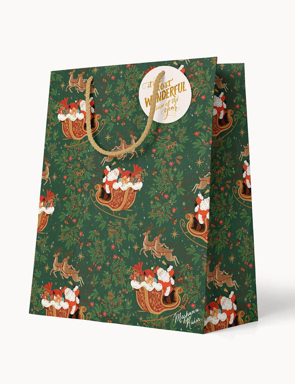 Medium Gift Bag - Santa Sleigh Gift Bag Bespoke Letterpress 