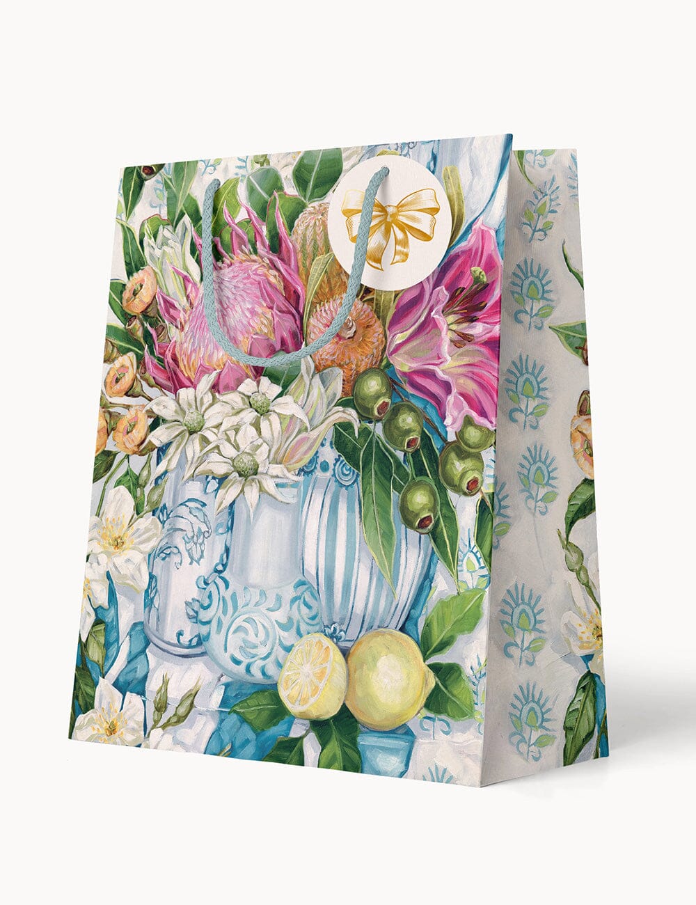 Medium Gift Bag - Three Vases With Lemon Gift Bag Bespoke Letterpress 