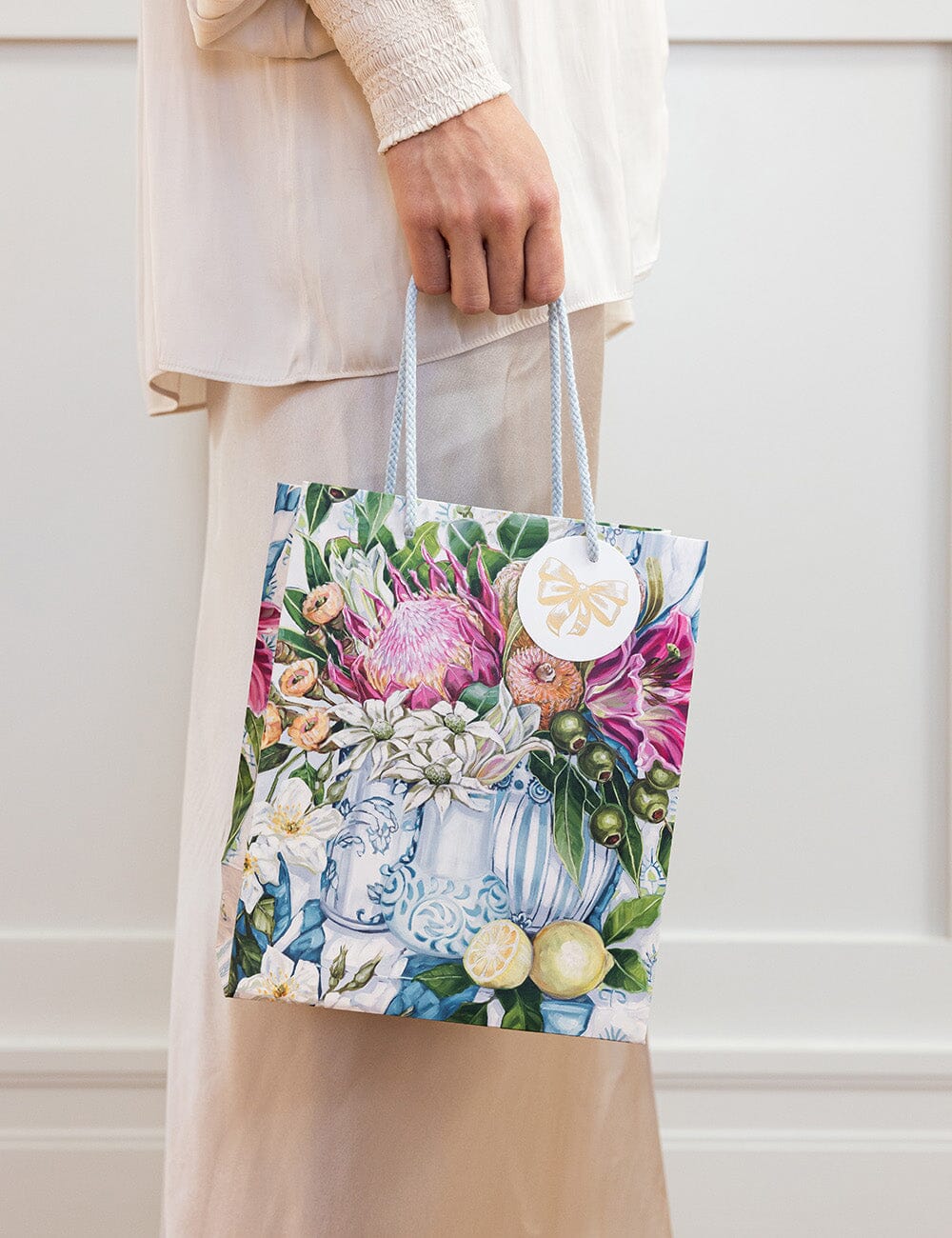 Medium Gift Bag - Three Vases With Lemon Gift Bag Bespoke Letterpress 