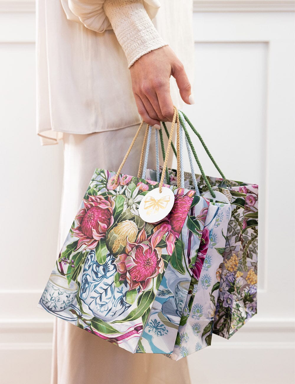 Medium Gift Bag - Waratah In Blue Gift Bag Bespoke Letterpress 