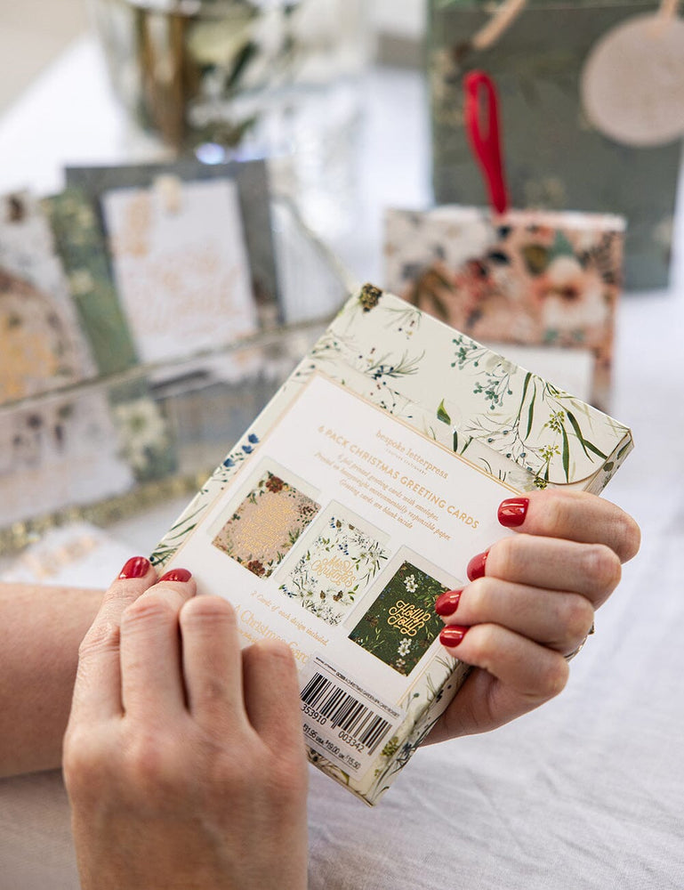 6 Pack Christmas Greeting Card Boxset - A Christmas Garden Greeting Cards Boxset Bespoke Letterpress 