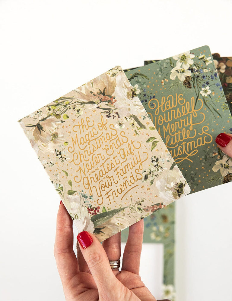 6 Pack Christmas Greeting Card Boxset - English Garden Greeting Cards Boxset Bespoke Letterpress 