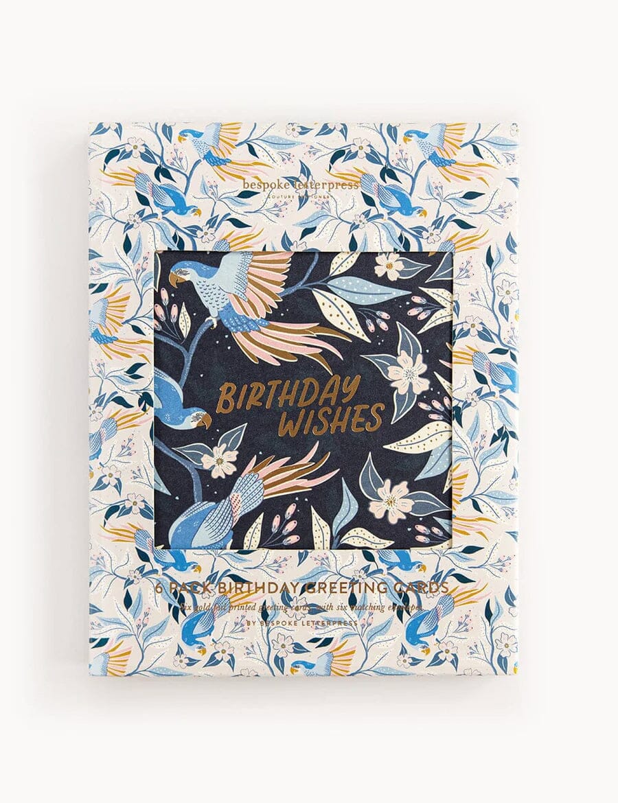 6 Pack Birthday Greeting Card Boxset - Parrots