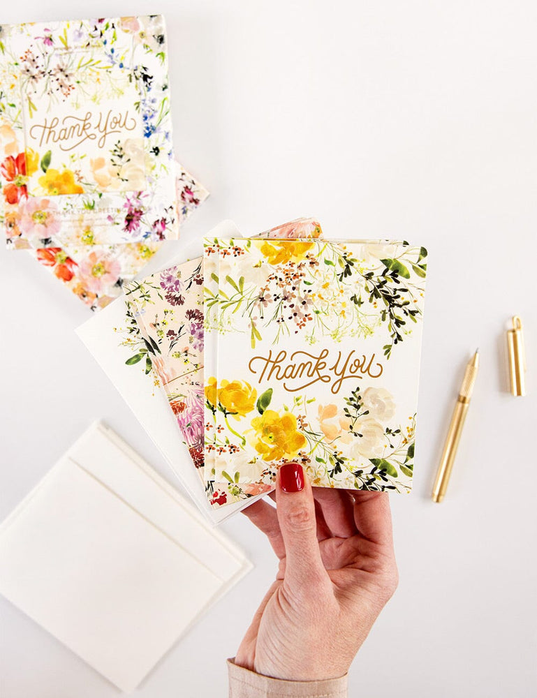6 Pack Thank you Greeting Card Boxset - Ranunculus Study Greeting Cards Boxset Bespoke Letterpress 