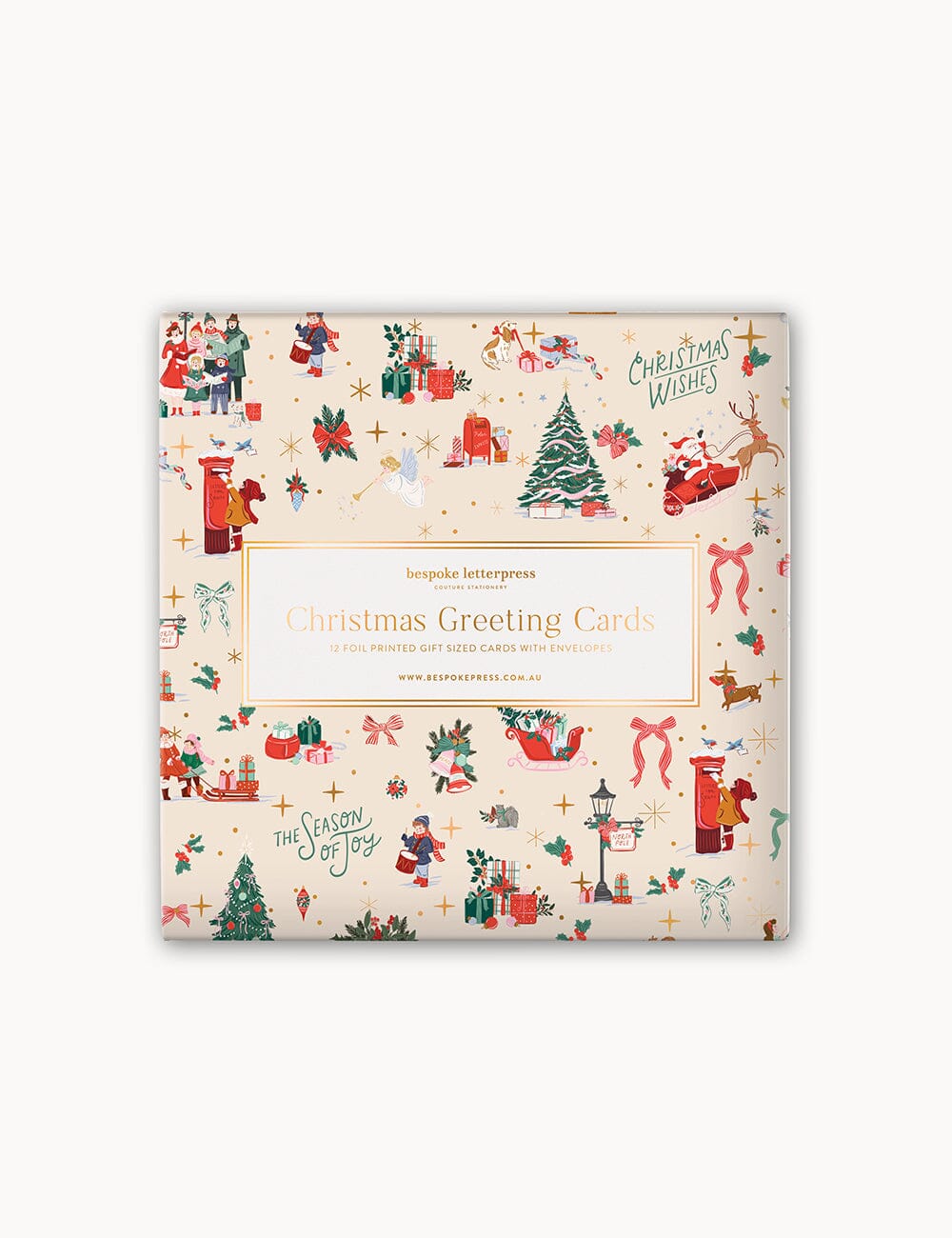 12 Pack Christmas Small Card Boxset - Season of Joy Greeting Cards Boxset Bespoke Letterpress 
