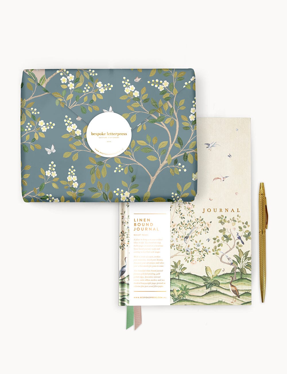 Gift Set - Linen Journal - Spring Landscape Journals Bespoke Letterpress 