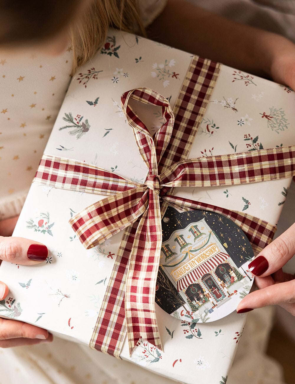 Red and Gold Tartan Christmas Ribbon 10 Meters Ribbon Bespoke Letterpress 