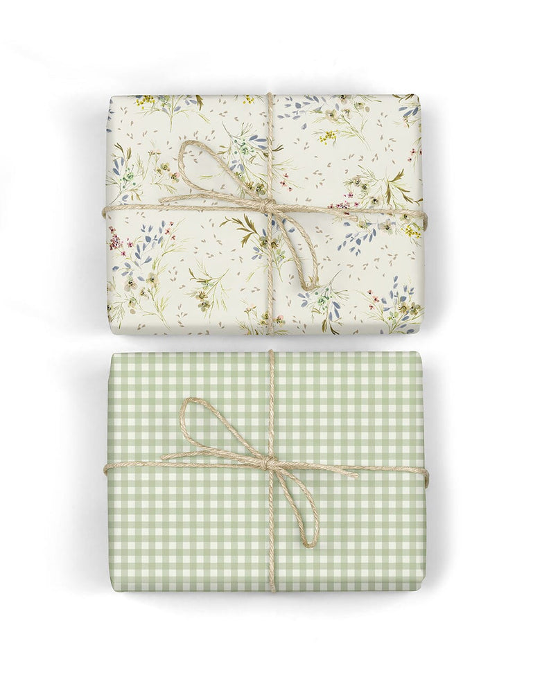 Itsy Bitsy Florals / Sage Check 6pk Gift Wrap