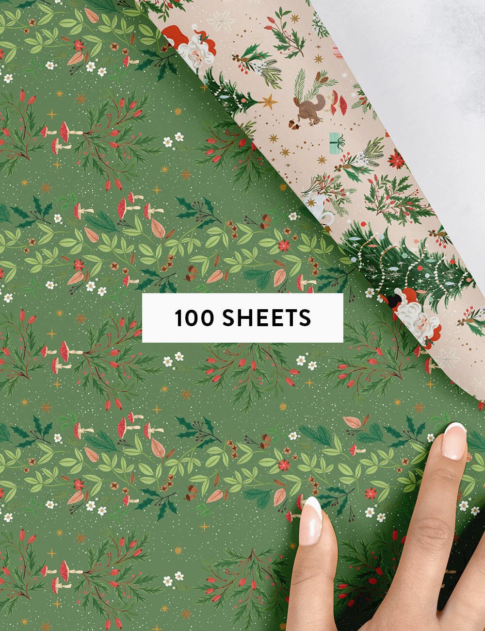 Jolly Santa / Holly & Twinkle Gift Wrap 100pk Gift Wrap Bespoke Letterpress 