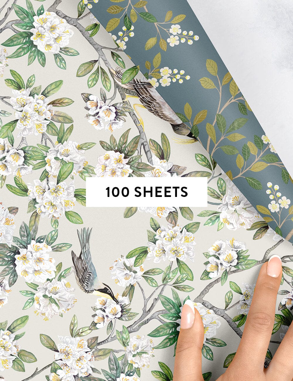 Victoria / White Blossom Gift Wrap 100pk