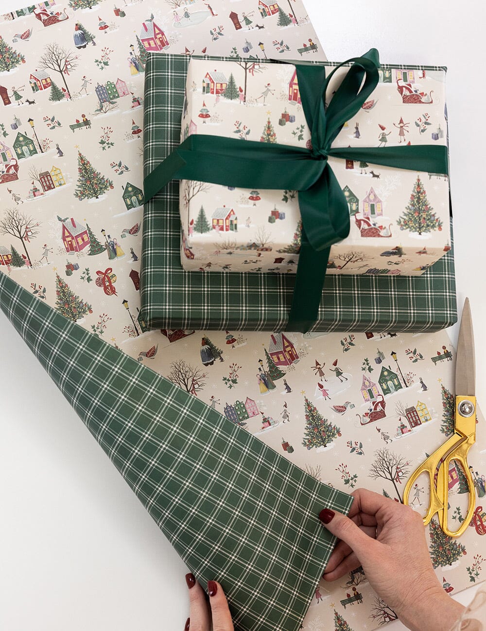 Christmas Winter Wonderland / Spruce Tartan Gift Wrap 100pk