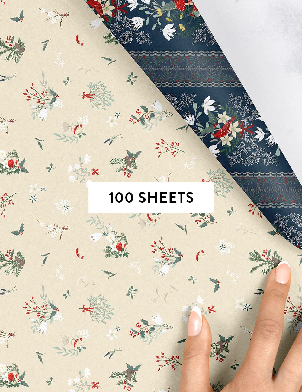 Christmas Birds / Heirloom Holly Gift Wrap 100pk