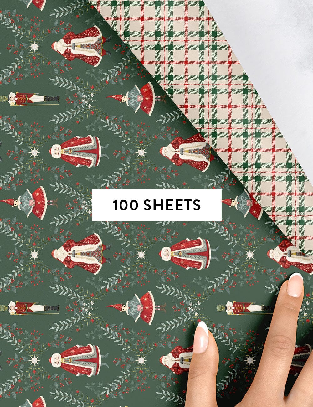 Christmas Plaid / Mr & Mrs Claus Gift Wrap 100pk