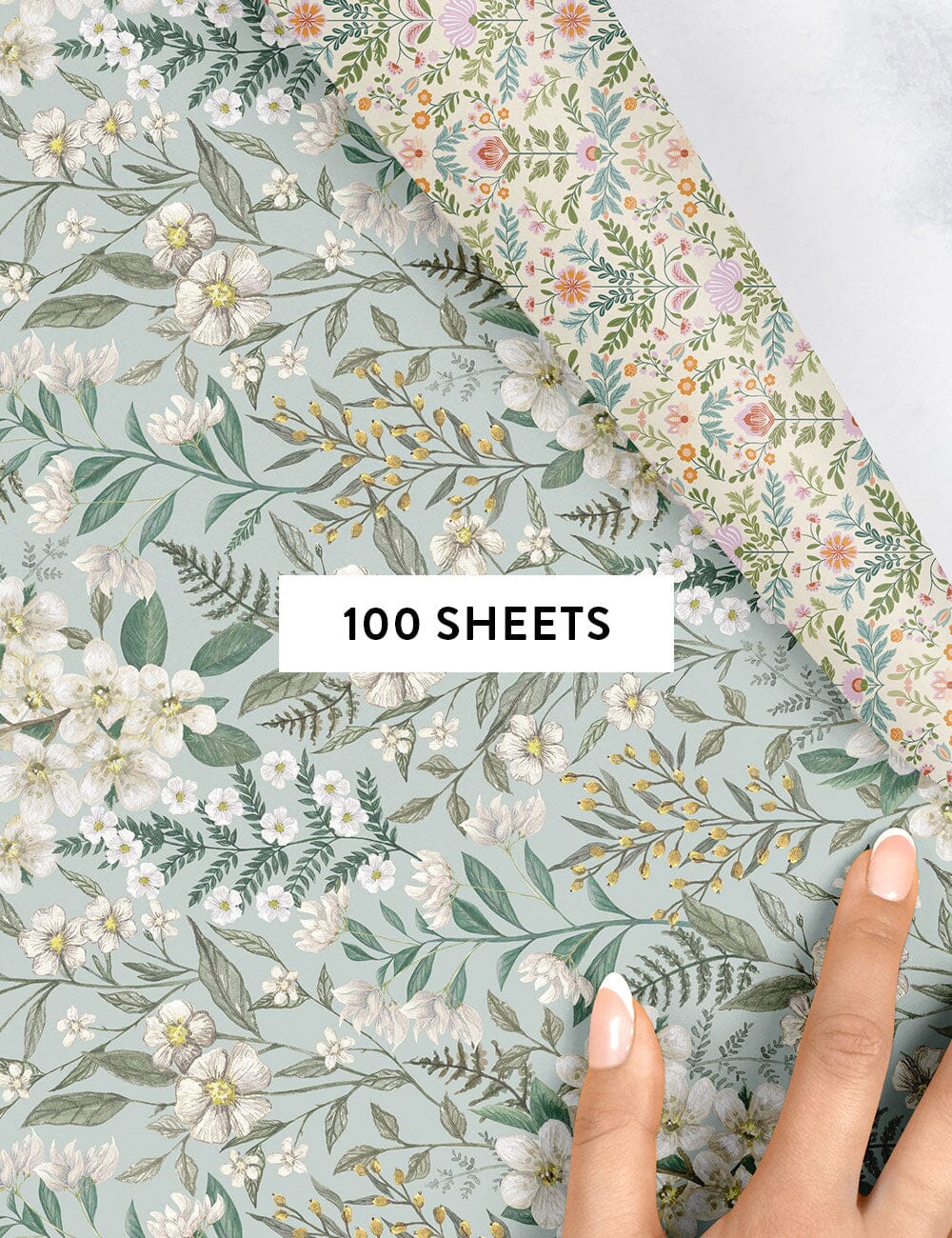 Bramblefloss / Ivory Garden Gift Wrap 100pk Gift Wrap Bespoke Letterpress 