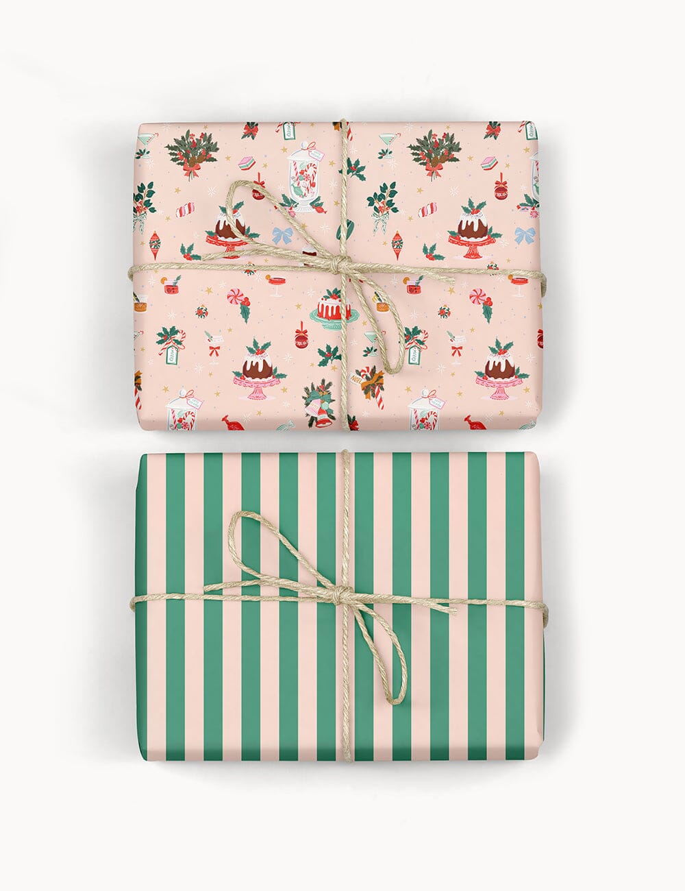 Christmas Treats / Mint Stripes 6pk Gift Wrap Sheets Gift Wrap Bespoke Letterpress 