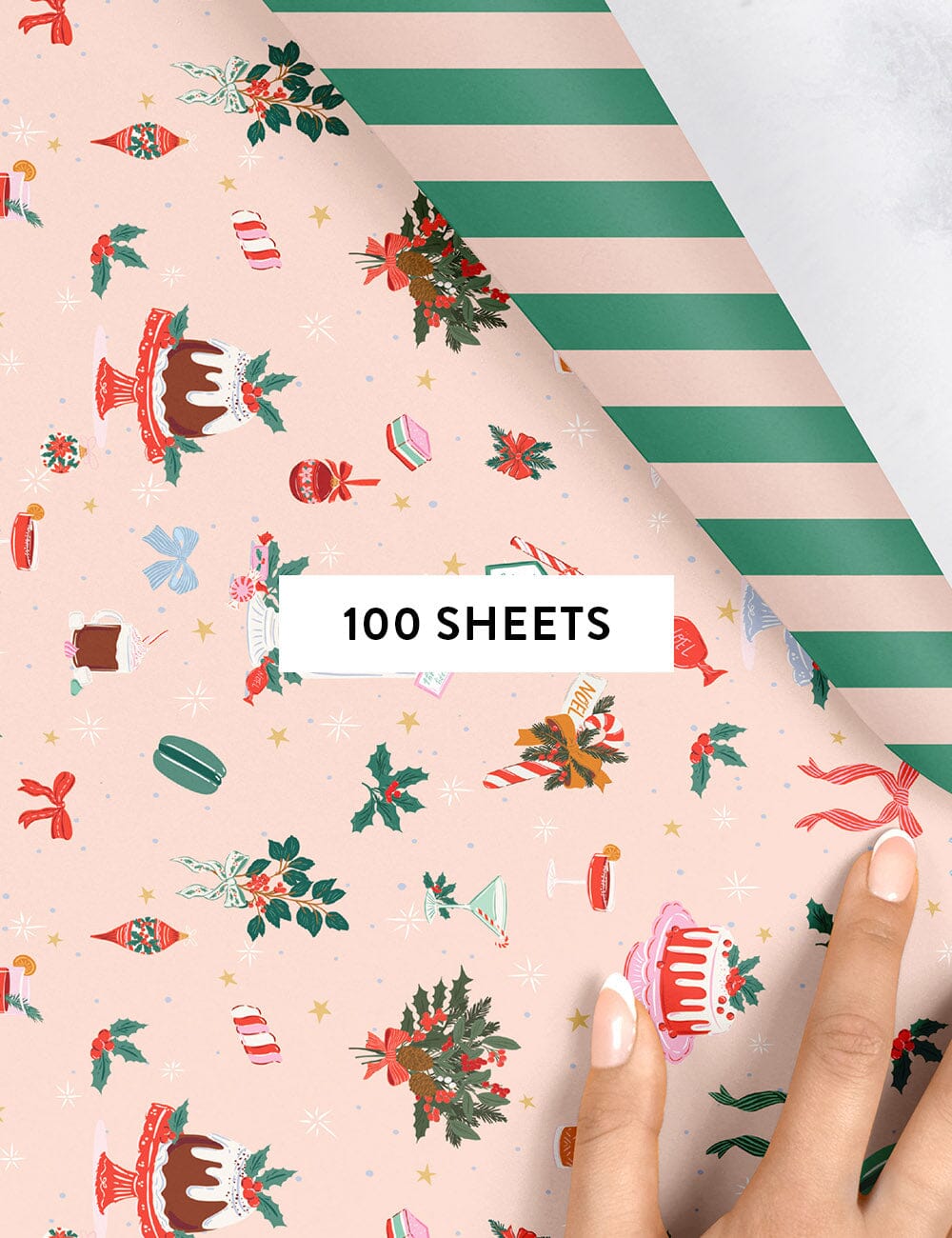 Christmas Treats / Mint Stripes Gift Wrap 100pk Gift Wrap Bespoke Letterpress 