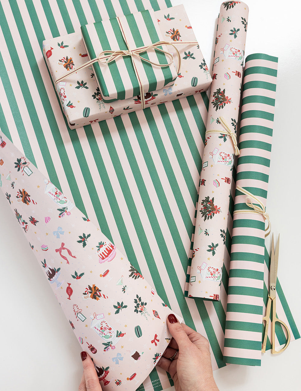Christmas Treats / Mint Stripes Gift Wrap 100pk