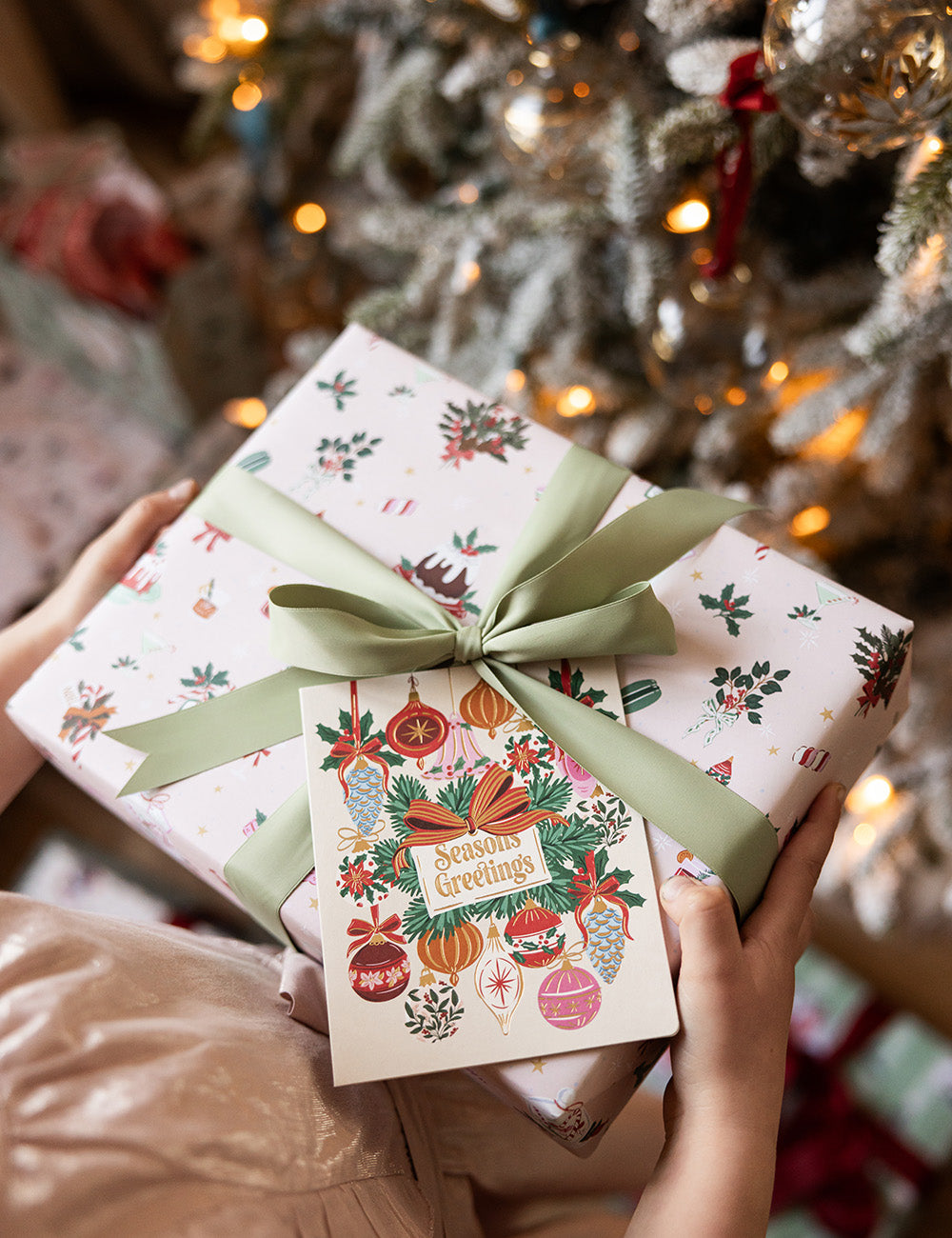 Christmas Treats / Mint Stripes 6pk Gift Wrap Sheets