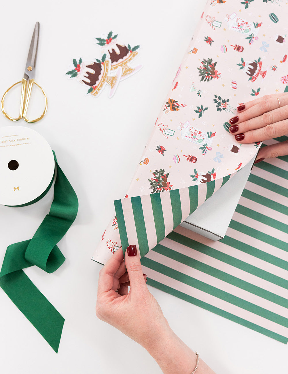 Christmas Treats / Mint Stripes Gift Wrap 100pk
