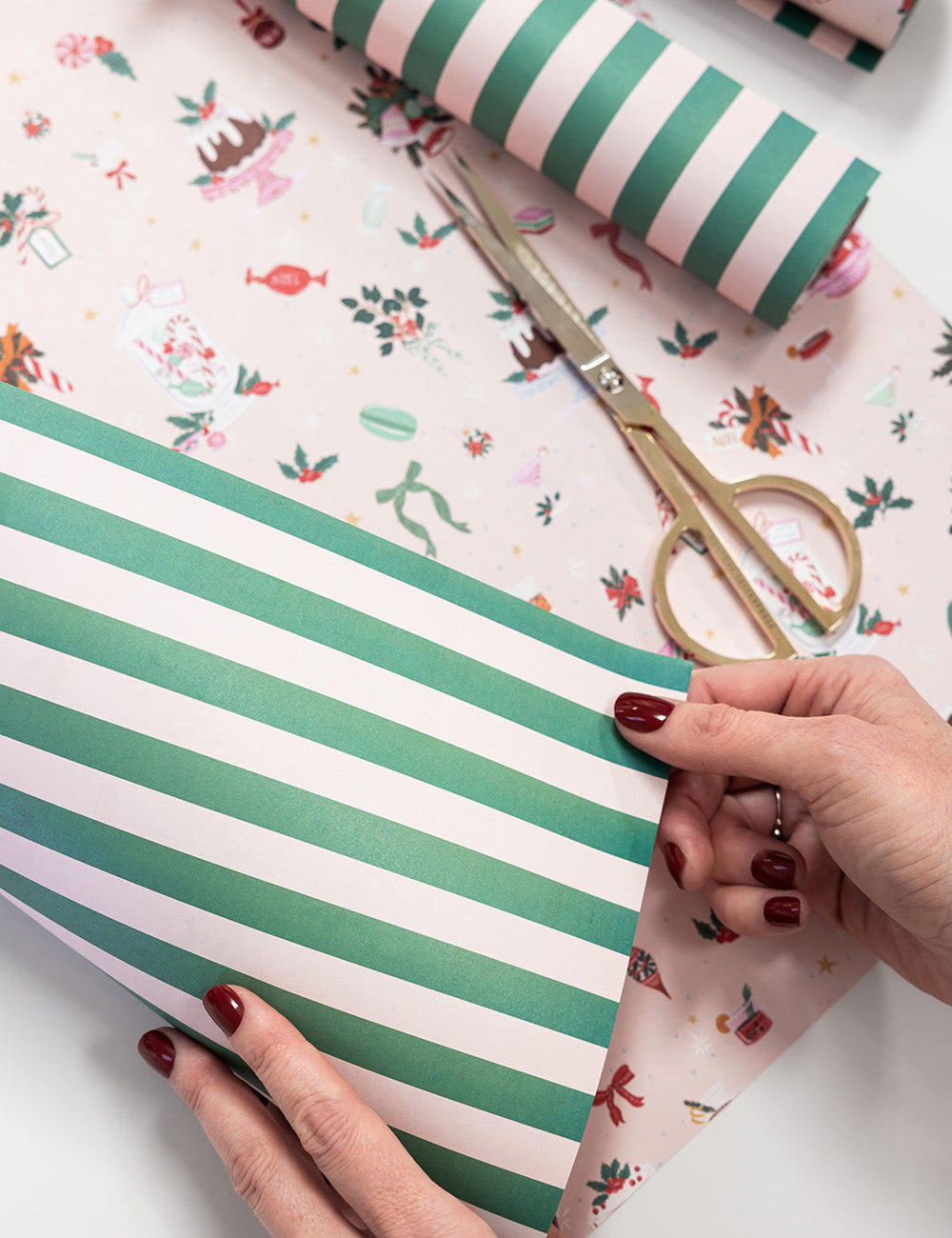 Christmas Treats / Mint Stripes Gift Wrap 100pk