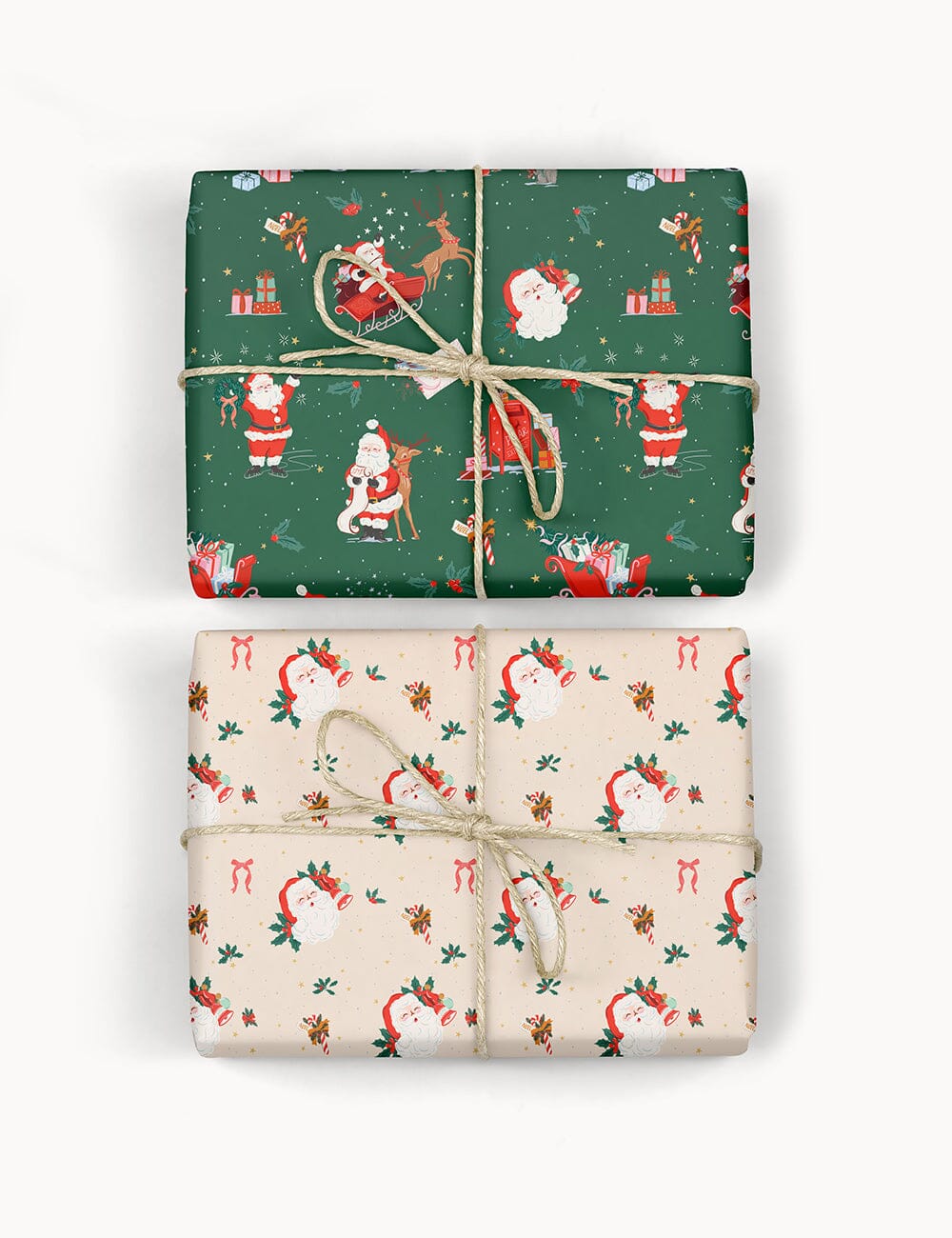 Santa's Visit / Jingle Bells 6pk Gift Wrap Sheets Gift Wrap Bespoke Letterpress 