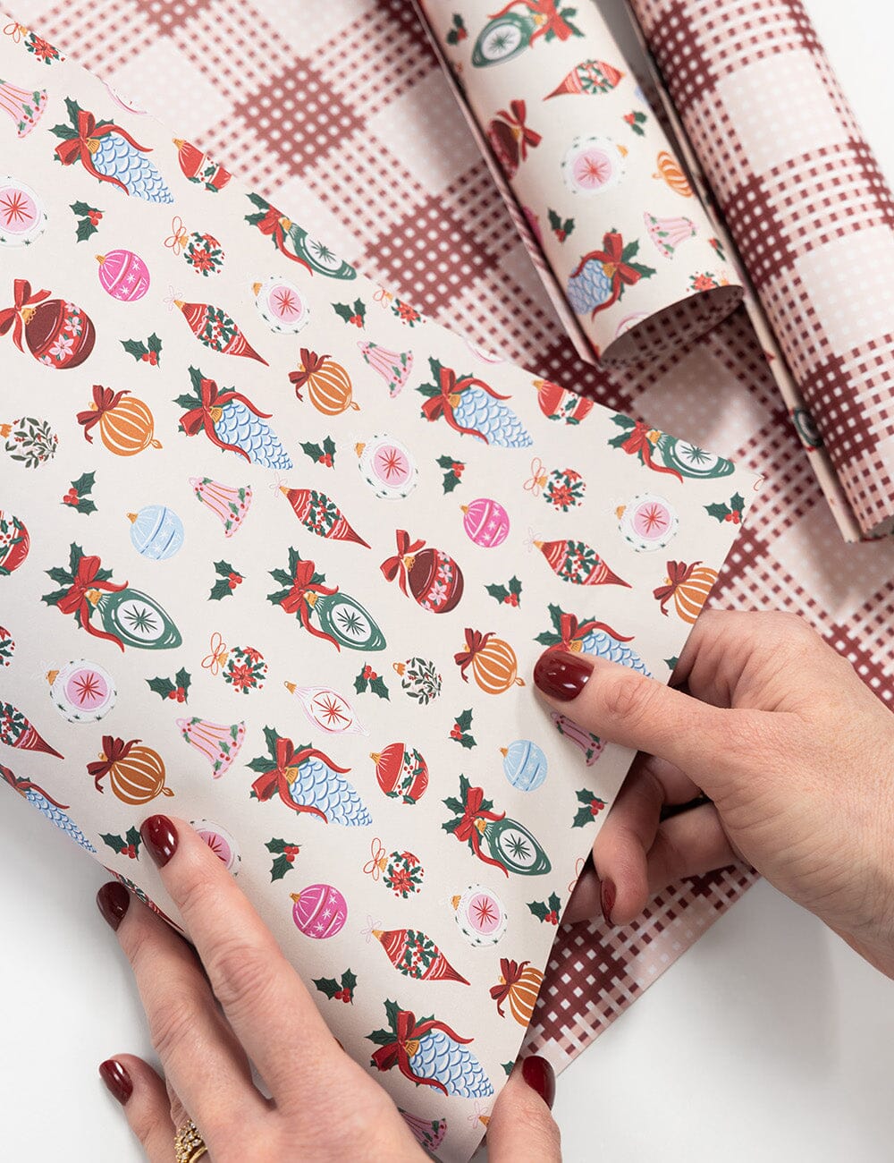 Vintage Baubles / Christmas Plaid - Gift Wrap 100pk