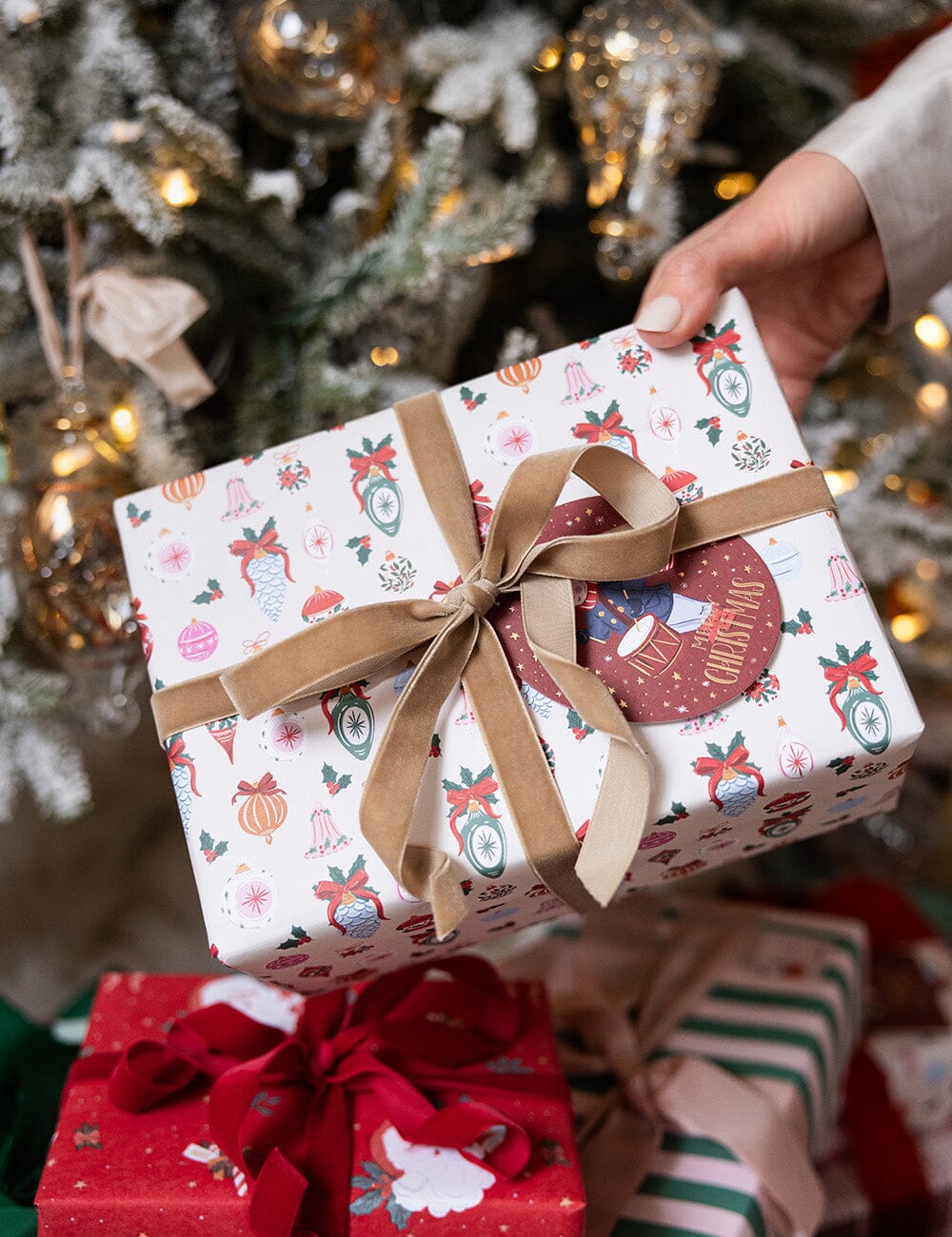 Vintage Baubles / Christmas Plaid 6pk Gift Wrap Sheets