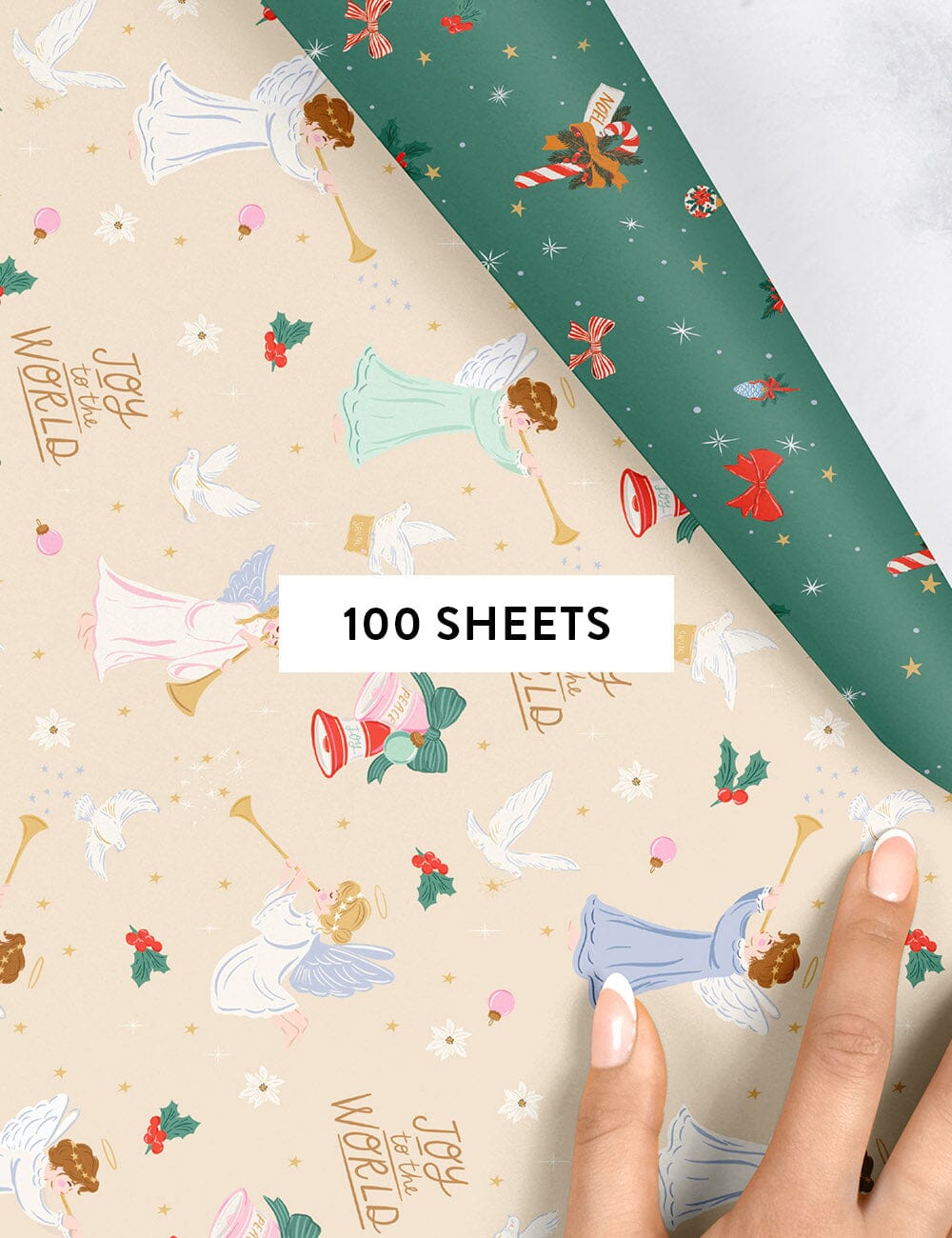 Joy to the World / Merry & Bright - Gift Wrap 100pk