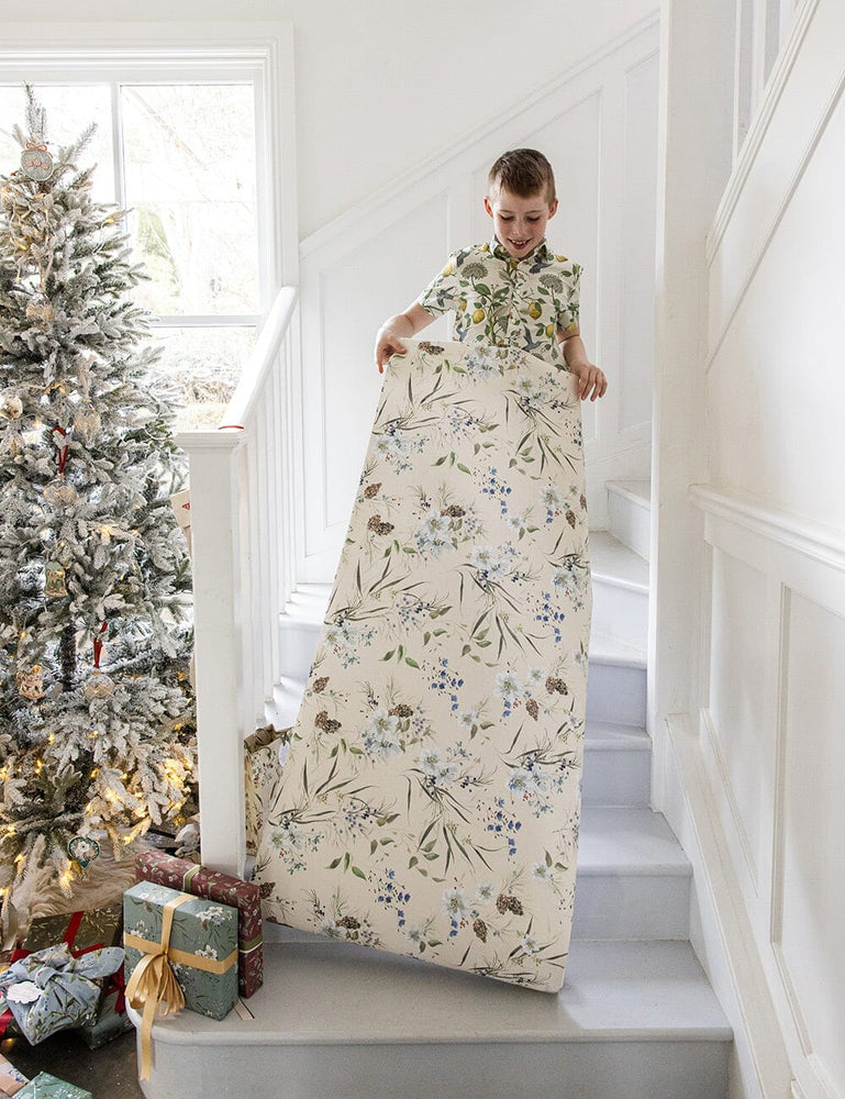 Gift Wrap Roll - A Christmas Garden (Cream) Gift Wrapping Bespoke Letterpress 