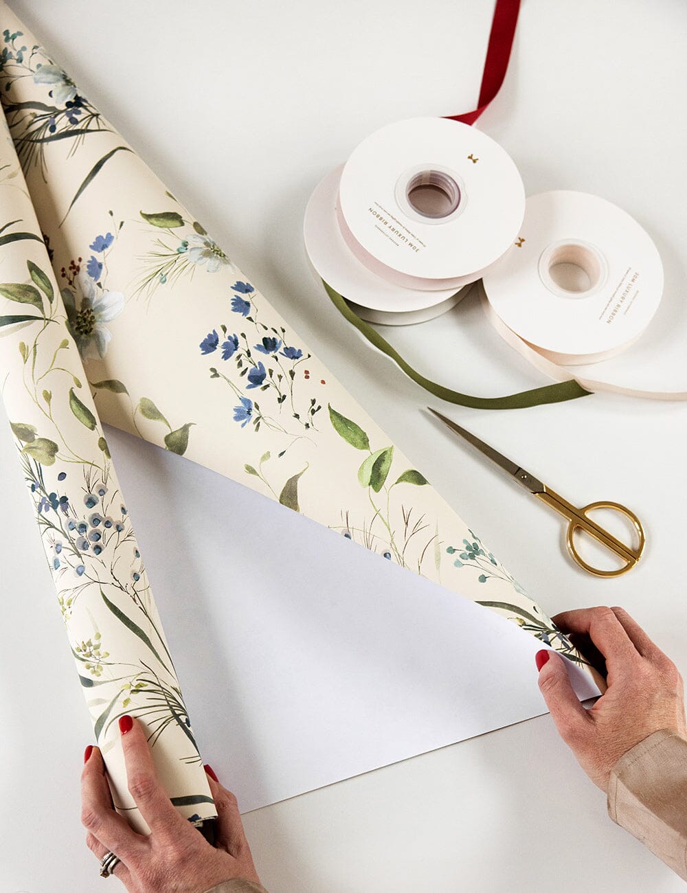 Gift Wrap Roll - A Christmas Garden (Cream) Gift Wrapping Bespoke Letterpress 