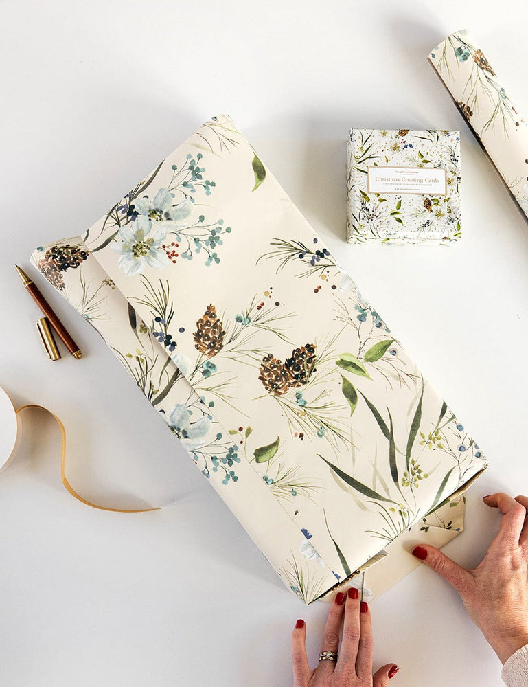 Gift Wrap Roll - A Christmas Garden (Cream) Gift Wrapping Bespoke Letterpress 
