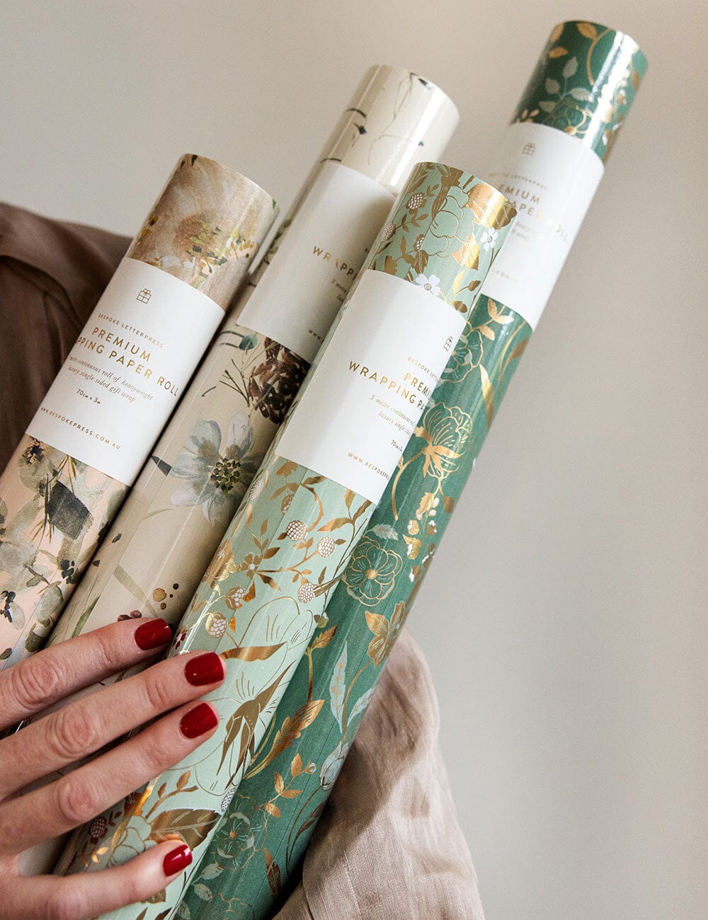 Gift Wrap Roll 3m - Golden Garden (Mint with Gold Foil)