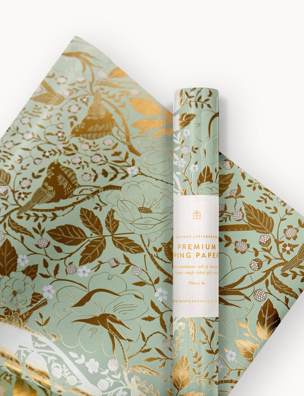 Gift Wrap Roll 3m - Golden Garden (Mint with Gold Foil)