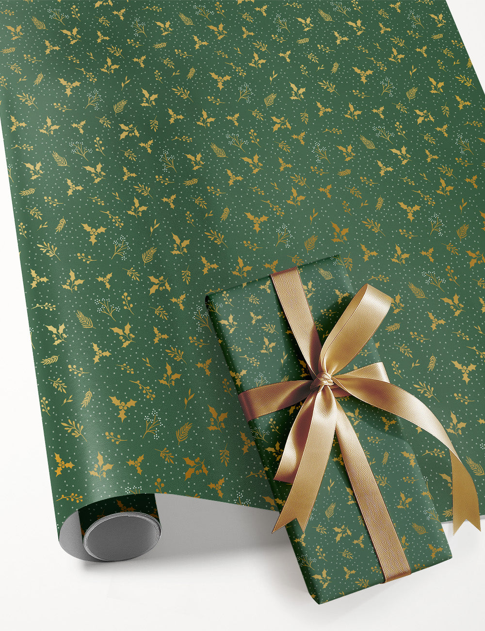 Gift Wrap Roll 3m - Golden Holly (Gold Foil)