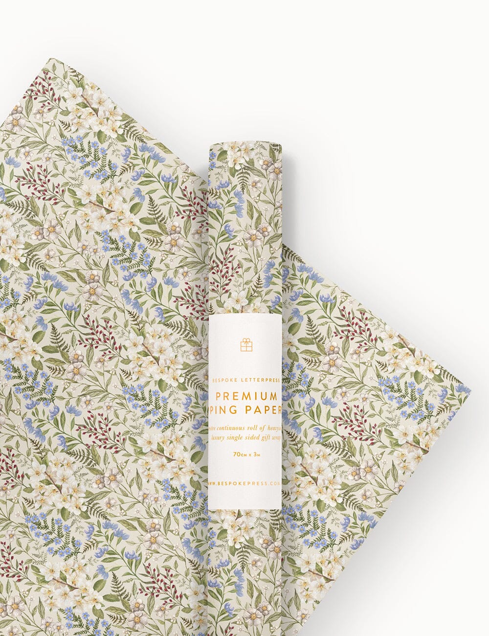 Gift Wrap Roll 3m - Forget Me Not Gift Wrapping Bespoke Letterpress 