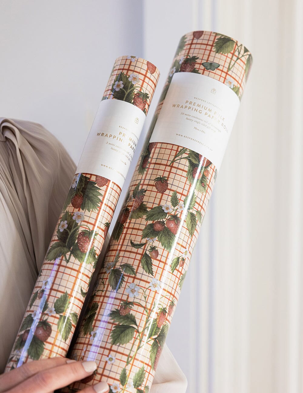 Gift Wrap Roll 3m - Strawberries Gift Wrapping Bespoke Letterpress 